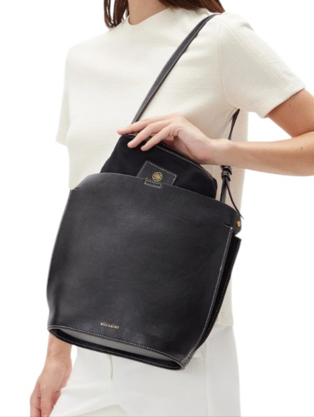NWT‎ Bolvaint Paris The Delphine Leather Shoulder Bag in Black - Picture 9 of 17